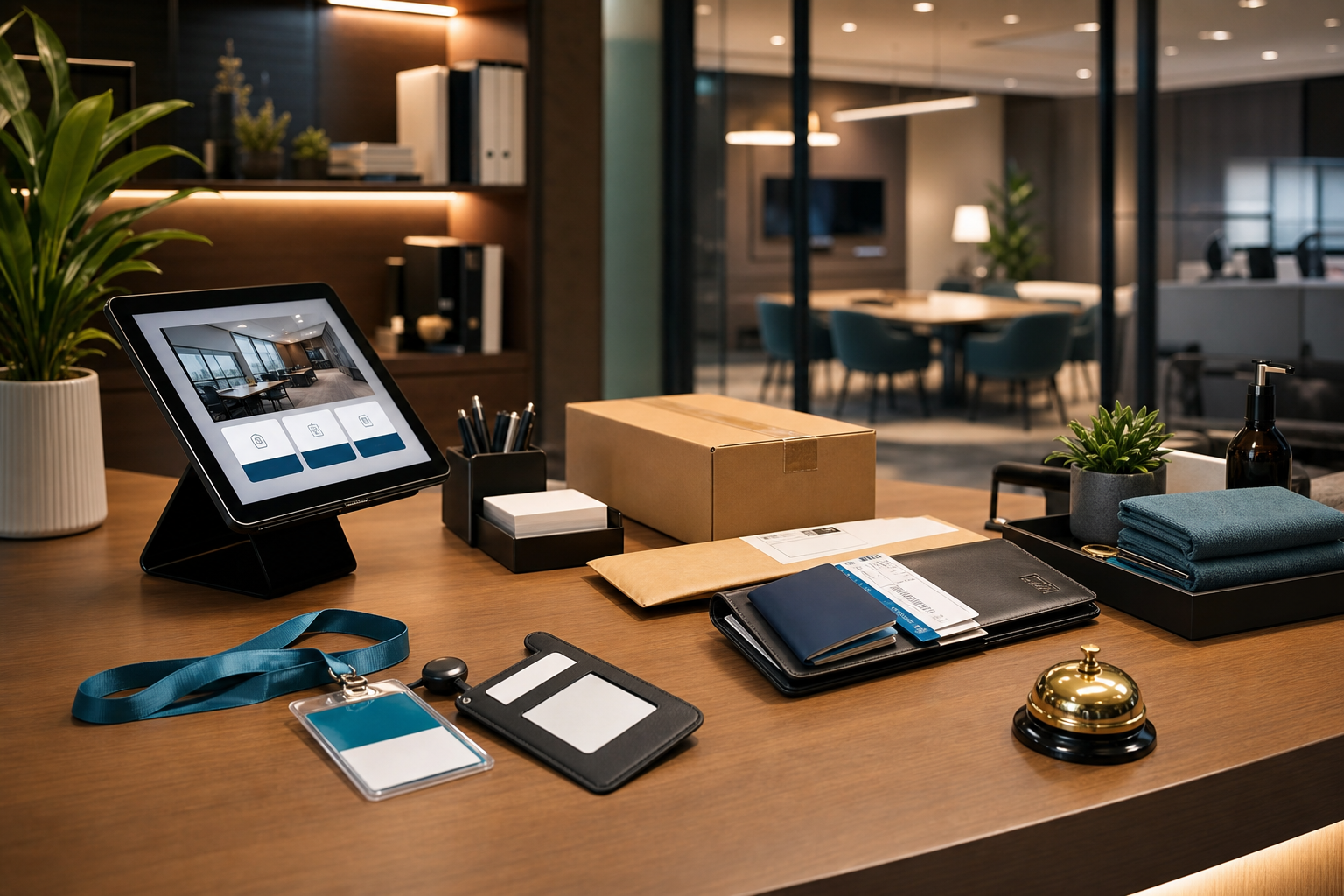 Organized office administration desk with operations tools